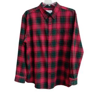 St John's Bay plaid shirt long sleeve red green sz XL